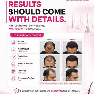 A good hair transplant result should not be judged by photos alone.

Before-after images matter — bu