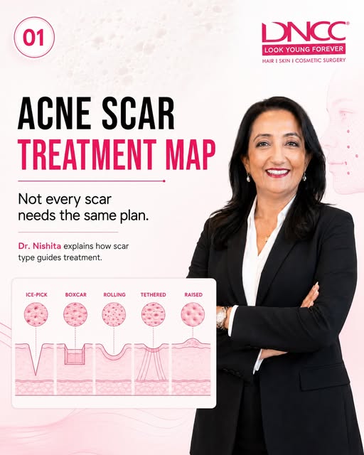 Not every acne scar needs the same treatment plan.

Ice-pick, boxcar, rolling, tethered, and raised 
