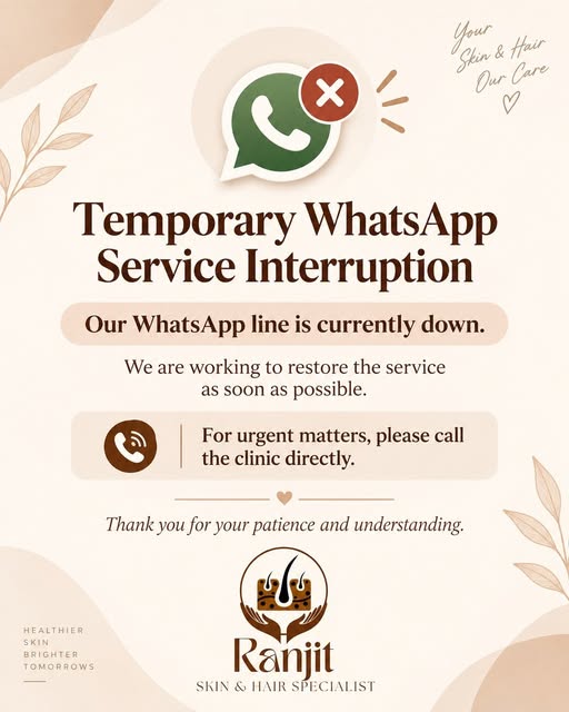 Dear patients, please be informed that our WhatsApp line is currently down due to a temporary servic