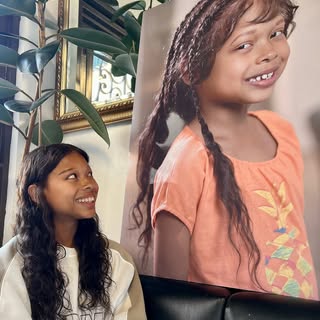 When Riley was three years old, on Christmas she asked Santa Claus to make her hair grow. Sadly chil
