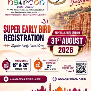 🚨 SUPER EARLY BIRD REGISTRATION IS NOW OPEN! 🚨
The countdown has begun for HAIRCON 2027 – Jaipur, 