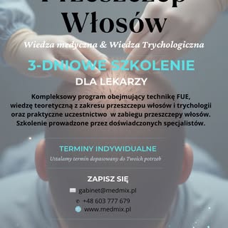 Zapraszamy na kolejną edycję szkolenia 
z zakresu przeszczepu włosów metodą FUE.

Szkolenie oparte n