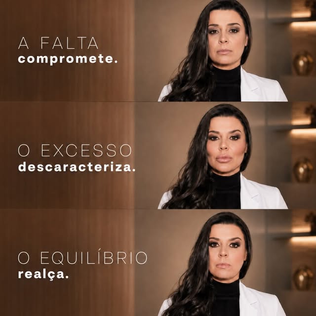 A falta compromete.
O excesso descaracteriza.
O equilíbrio realça. 

Na dermatologia, nem sempre faz