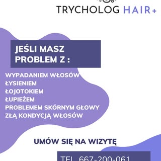 Trycholog HAIR+
667-200-061
Al. Gen.W.Sikorskiego 42/10
62-800 Kalisz
www.hairplus.kalisz.pl

#trych