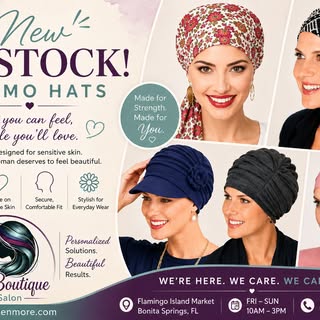 Comfort meets confidence. Our beautiful new collection of chemo hats is now in stock, with soft, sty