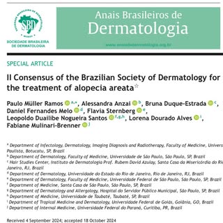 ‼️Publicado hoje o II Consenso da Sociedade Brasileira de Dermatologia para Tratamento da Alopecia A
