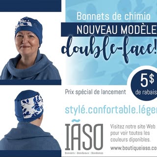 Nous sommes très fières de vous présenter notre tout nouveau modèle de bonnet de chimio en fibres na