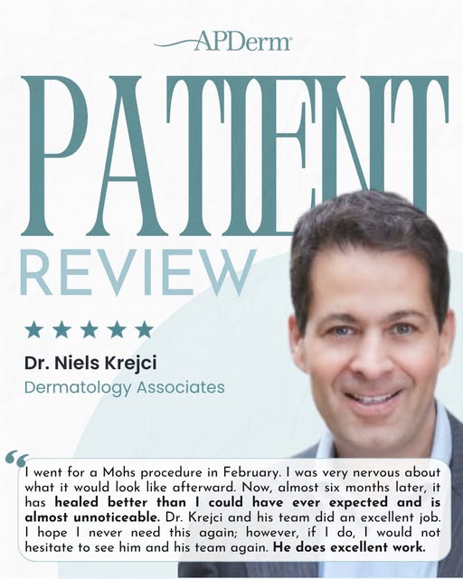 Hearing how pleased this patient was with their healing following Mohs surgery with Dr. Krejci and h