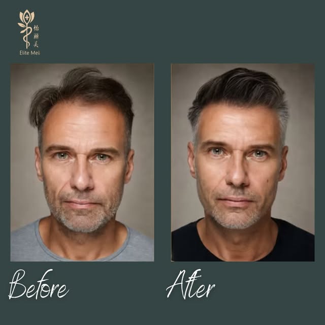 This before and after highlights the transformation that can happen with a personalized hair transpl