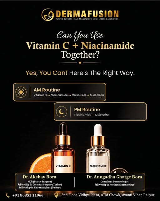 Can you use vitamin C + niacinamide together?

Here's the right way ✨

📍2nd Floor, Vidhya Plaza, AT