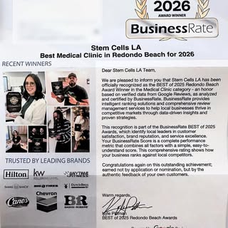 Proud to share that Stem Cells LA has been named Best Medical Clinic in Redondo Beach for 2026 🏆
Th