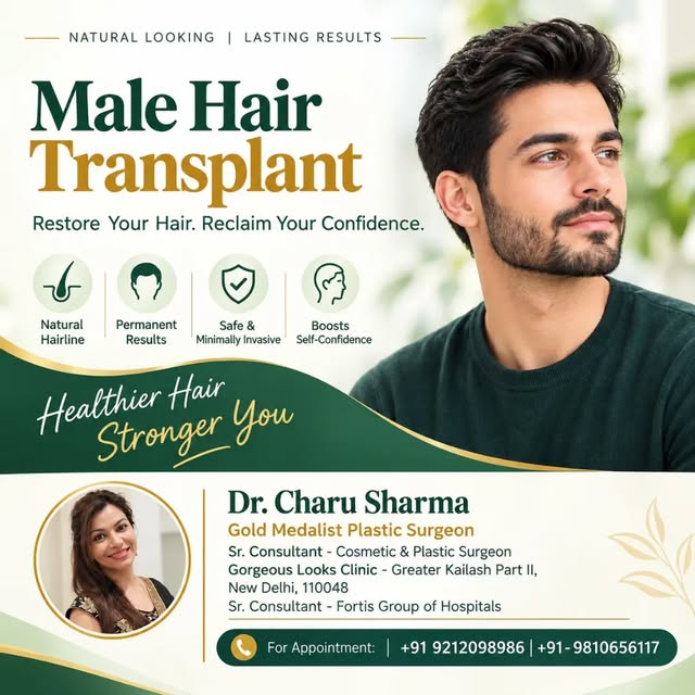 ✨ Hair Transplant ✨
👩‍⚕️ Dr. Charu Sharma
🏥 Gorgeous Looks Clinic
📍 E-261, Ground Floor, Greater 