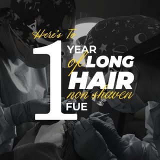 Celebrating 1 year of Long Hair Non-Shaven FUE 🥳 🥂 

Thank you to every client who trusted us to b