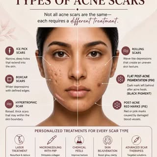 ✨ Not all acne scars are the same — and neither is their treatment.

Ice-pick, boxcar, rolling scars