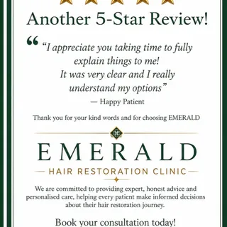 If you want the 5 star experience when having your hair transplant,

Email: info@emeraldhairrestorat