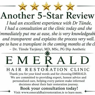 5 star review for Emerald Hair Restoration. 
If you would like to receive our 5 star service for you
