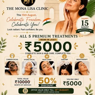 🇮🇳 This Independence Day, Celebrate YOU! ✨
Get ALL 5 Premium Treatments at just ₹5,000 🎉

✨ Carbo