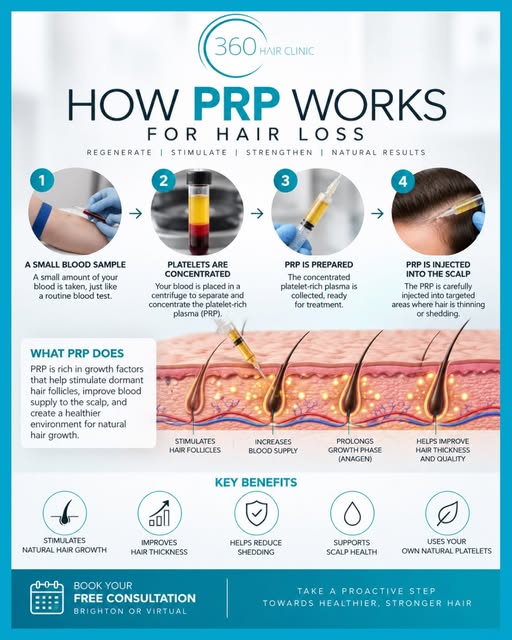 At 360 Hair Clinic, we don’t believe in one-size-fits-all treatment plans.

PRP is just one of the o