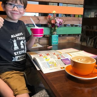 Homeschooling at the coffee shop