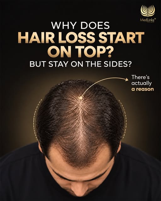 Why does hair loss happen on the top, but the sides often stay thick? 🤔

Hair loss isn’t always ran