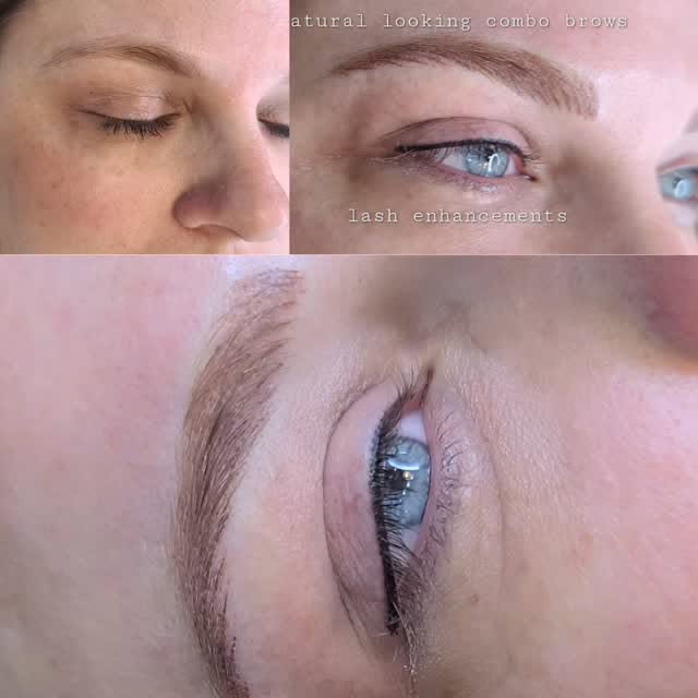 Beautiful, natural looking combo brows 😍 this technique uses both hairstrokes and ombre techniques,