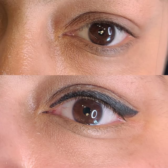 Love how this absolutely gorgeous permanent eyeliner came out! The color is so perfect, and that win
