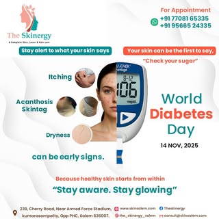 Your Skin Speaks Before You Do ✨
This World Diabetes Day, 

Let’s remember — sometimes the earliest 