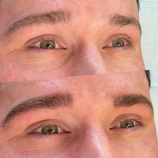 Man Brows. 
Healed Brows after 1 Year & After Touch up.