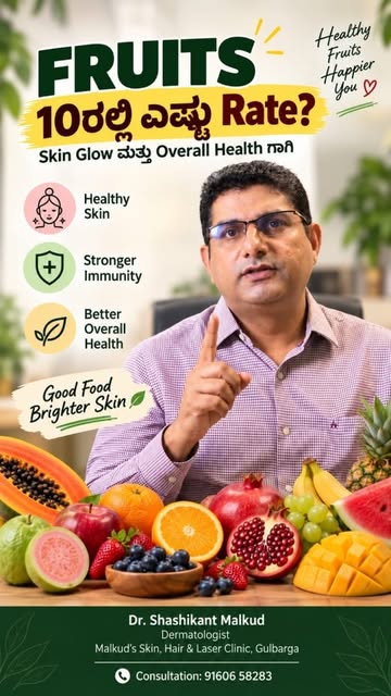 🍎 ಚರ್ಮದ ಆರೋಗ್ಯಕ್ಕೆ ಯಾವ ಹಣ್ಣು Best?

ನಾವು ಸಾಮಾನ್ಯವಾಗಿ skin glow ಬೇಕು ಅಂದರೆ ಯಾವುದಾದರೂ ಒಂದು “best frui