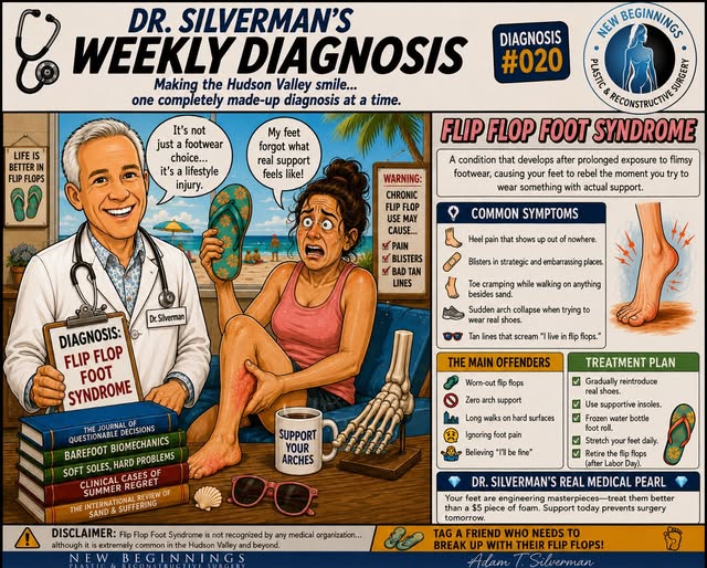 🩺 Dr. Silverman’s Weekly Diagnosis

🩴 Diagnosis #011: Flip-Flop Foot Syndrome

📋 Case Report

Tod
