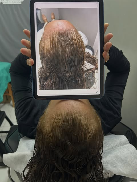 Antes e depois tratamento finalizado!
Paciente com alopecia androgenética feminina associada ao eflú