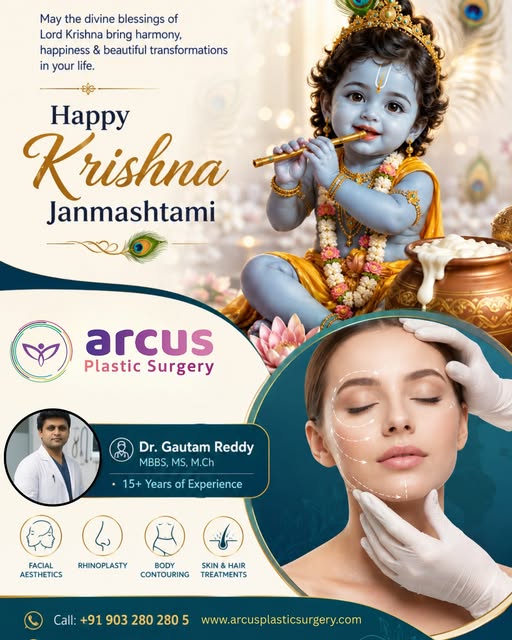 Rating: 5.0 ⭐⭐⭐⭐⭐
💫✨ ARCUS PLASTIC SURGERY ✨💫
🦚 Happy Krishnashtami from Arcus Plastic Surgery! �