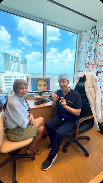 Here I am with Cherie, one of my patients on how I did the face and neck lift and upper and Lower Ey