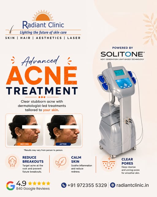 ✨ Clear stubborn acne and reclaim your confidence with Advanced Acne Treatment at Radiant Clinic!

P