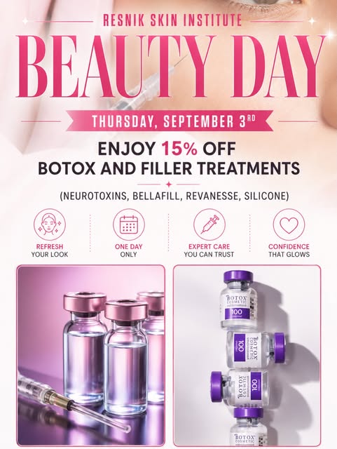 ✨ BEAUTY DAY IS HERE ✨

Join us Thursday, September 3rd for our Beauty Day at Resnik Skin Institute!