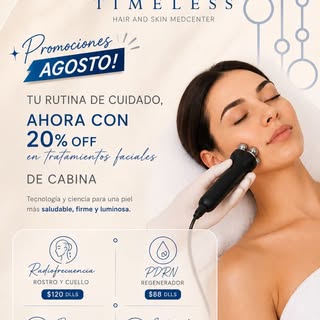 ✨ ¡Promociones de Agosto en Timeless! ✨

Este mes es el momento perfecto para consentir tu piel y da