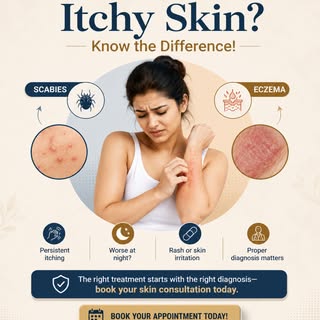 Scabies and eczema can look similar but require different treatments. A dermatologist can help ident