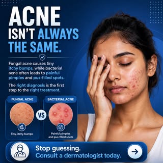 Know the difference for the right treatment.
#Fungalacne #Bacterialacne #Acnecare #Healthyskin #Derm