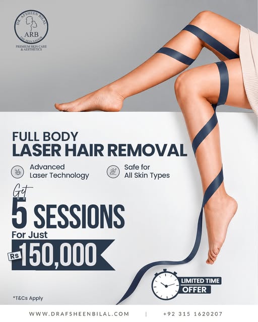 Smooth, hair-free skin shouldn't take up your whole week.

Full Body Laser Hair Removal at ARB Clini