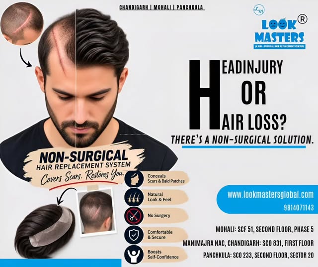 Call 🤙 or Whatsapp Team LOOK MASTERS Non Surgical Hair Replacement Centres at 9814071143.

#head
#h
