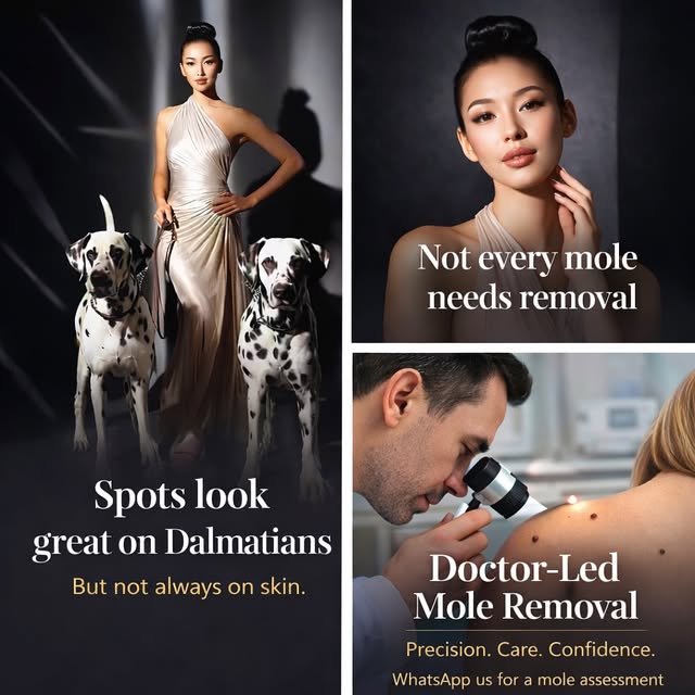 Spots are iconic. Skin clarity is intentional. 

Each mole is carefully evaluated before recommendin