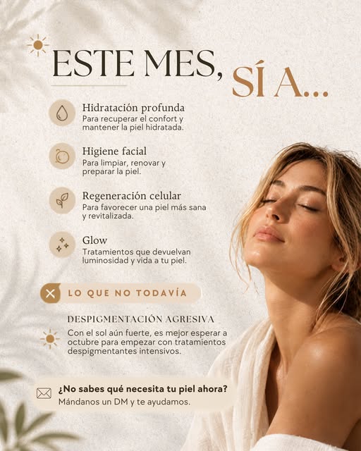 ☀️ Lo que SÍ y lo que NO conviene hacer en tu piel este mes

Aunque estemos en septiembre, el sol to