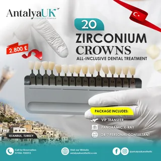 Rediscover your smile with our all inclusive Zirconium Crowns Package in Istanbul.

🌟 Experience pr