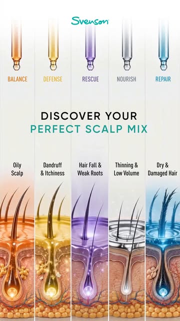 A PERSONALIZED MIX FOR EVERY SCALP 🍸

Meet Svenson Growth Mixology Bar, 5 targeted categories that 