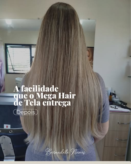 Quando falamos em Mega Hair de Tela,
muita gente pensa primeiro no
comprimento.
Mas, no dia a dia, o