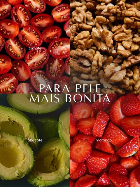 A pele também se alimenta de dentro para fora.

Para uma pele mais bonita 🌟
Tomate, morango, abacat