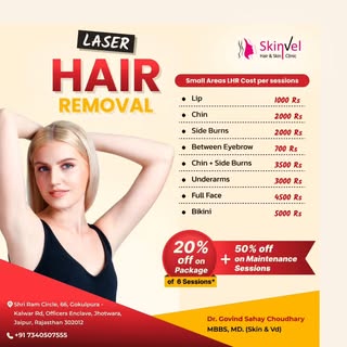🎉 Special Diwali Offer on Laser Hair Removal(LHR)! 🎉 Enjoy 20% off on a package of 6 sessions and 