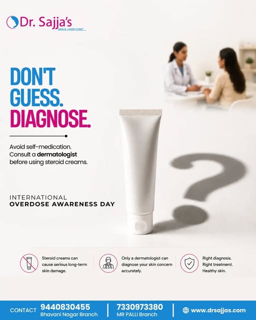 Don’t guess. Diagnose.
Self-medication, especially with steroid creams, can lead to serious skin con