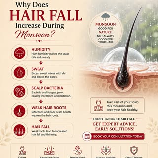 Noticing more hair fall this monsoon? 🌧️🍃

You’re not imagining it! Increased humidity, scalp infe