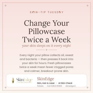 🛏️ Skin-Tip Tuesday: Change your pillowcase twice a week ✨

While you sleep, your pillow collects o